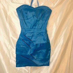 Turquoise Strapless Cocktail Dress